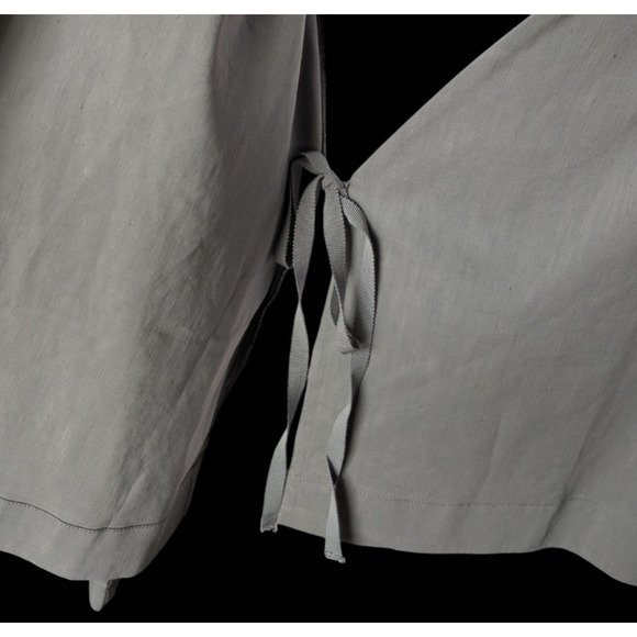 Crea Concept Gray Linen Blend Long Sleeve V Neck Wrap Blouse Top Size 40 Medium - Picture 11 of 12